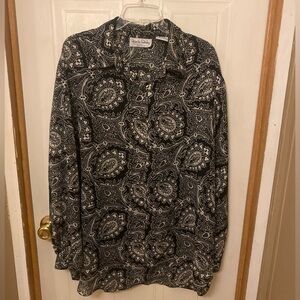 Plus Size Diane Von Furstenberg Black and White Paisley Women’s Shirt